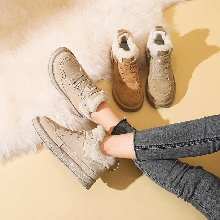 Snow boots women's new winter thick velvet and thick fashion warm short boots thick sole increase cotton shoes_voghion.com