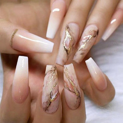 穿戴甲歐美漸變大理石紋穿戴甲甲片跨境穿戴式指甲貼片美甲批發