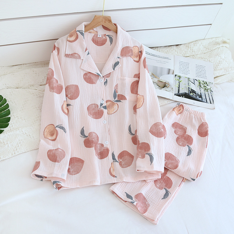 LJHうすピンク桃クレープリバーシブルパジャマ