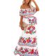 2025 European and American Spring and Summer Independent Station Amazon New One-Shoulder Red Flower Print Long Long Skirt Dress