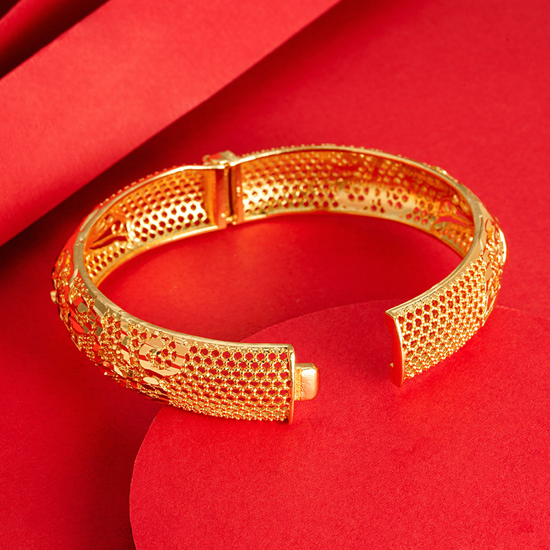 Vietnam arena oro mujer Pavo Real pulsera de ala ancha hebilla nuevo no se desvanece hueco Phoenix textura pulsera antigua suministro