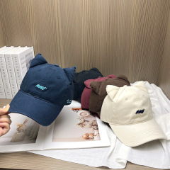 刺绣字母棒球帽小猫耳朵可爱鸭舌帽子女韩版休闲百搭时尚显脸小潮
