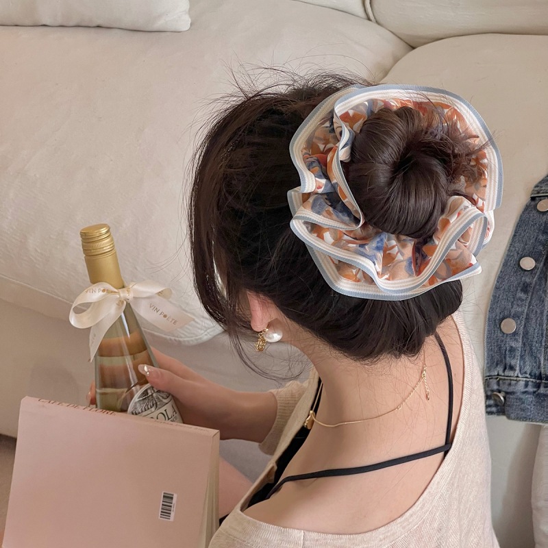 Cute, Sweet Style Cute Sweet Stripe Flower Cloth Hair Tie