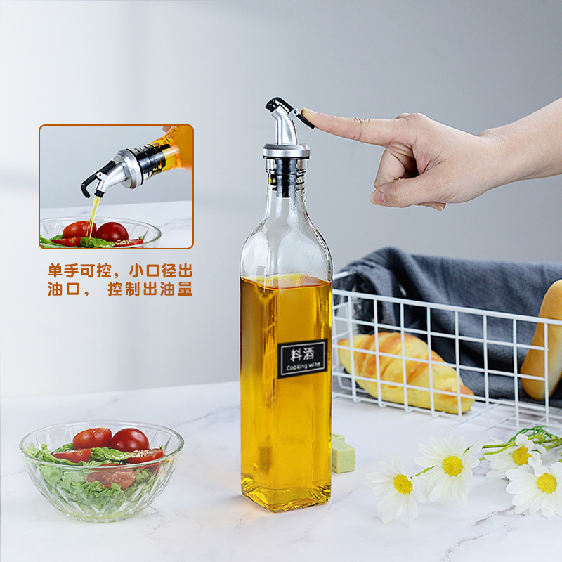 Tarro condimento de vidrio para el hogar botella de aceite suministros de cocina olla de aceite condimento tarro de sal salsa vinagre olla traje al por mayor