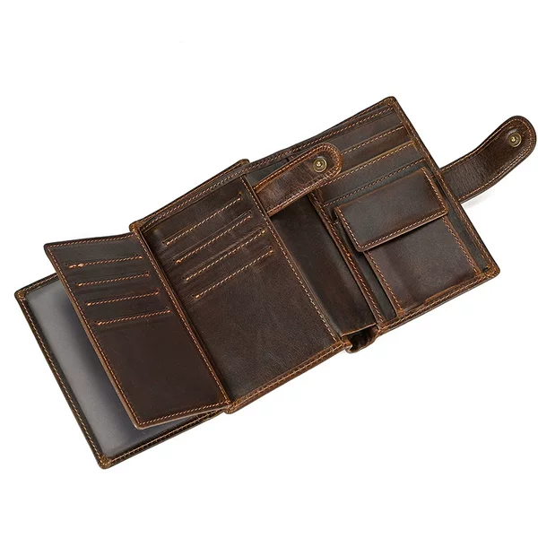 Genuine Leather Wallet Coin Bag Multi-card Top-layer Cowhide Tri-fold Short Wallet Amazon Explosions Oil Leather Broken Silver Bag