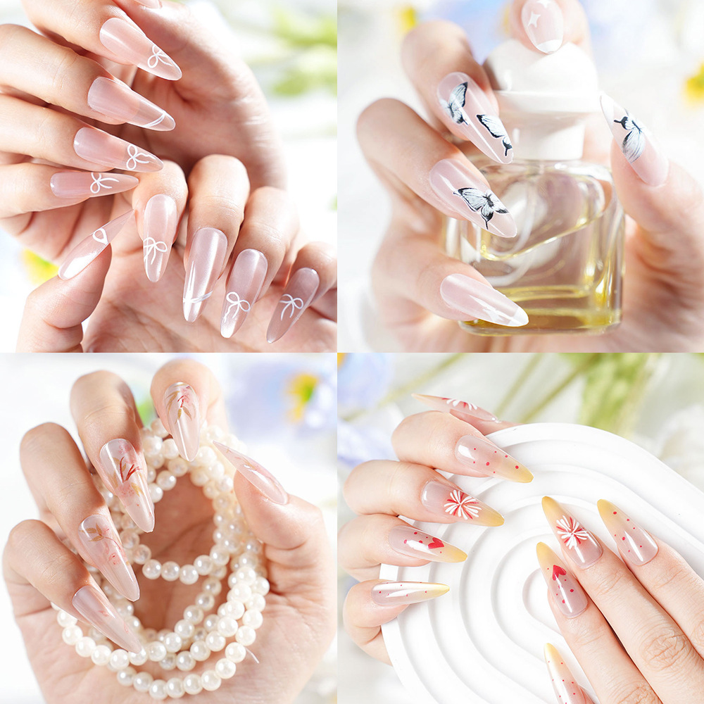 10 Pieces of Export-Specific Full Series of Pure Handmade Women's Long Exquisite Wearable Nails in Stock Wholesale