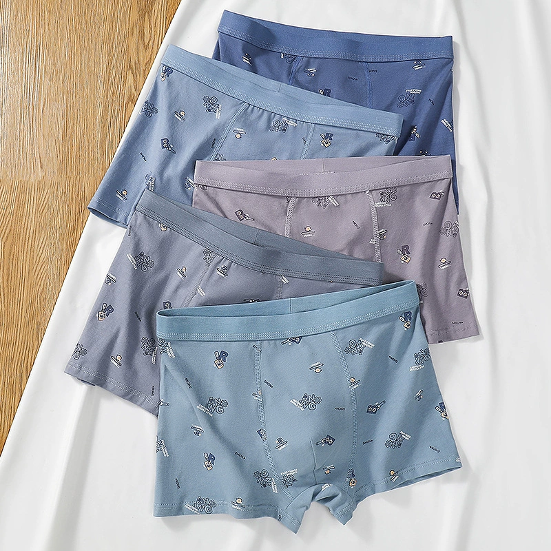 Принт мужское трусики расческа хлопчатобумажный 5A бактериостатический плоский рогатый брюки средней талии сплошной цвет комфорта фабрика оптовая продажа мужских плоских трусиков