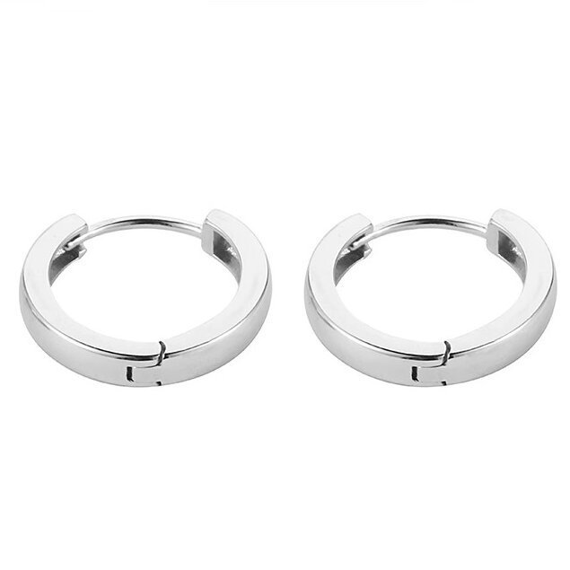 Men's Glossy Plain Hoop Earrings Minimalist Ear Accessory_voghion.com