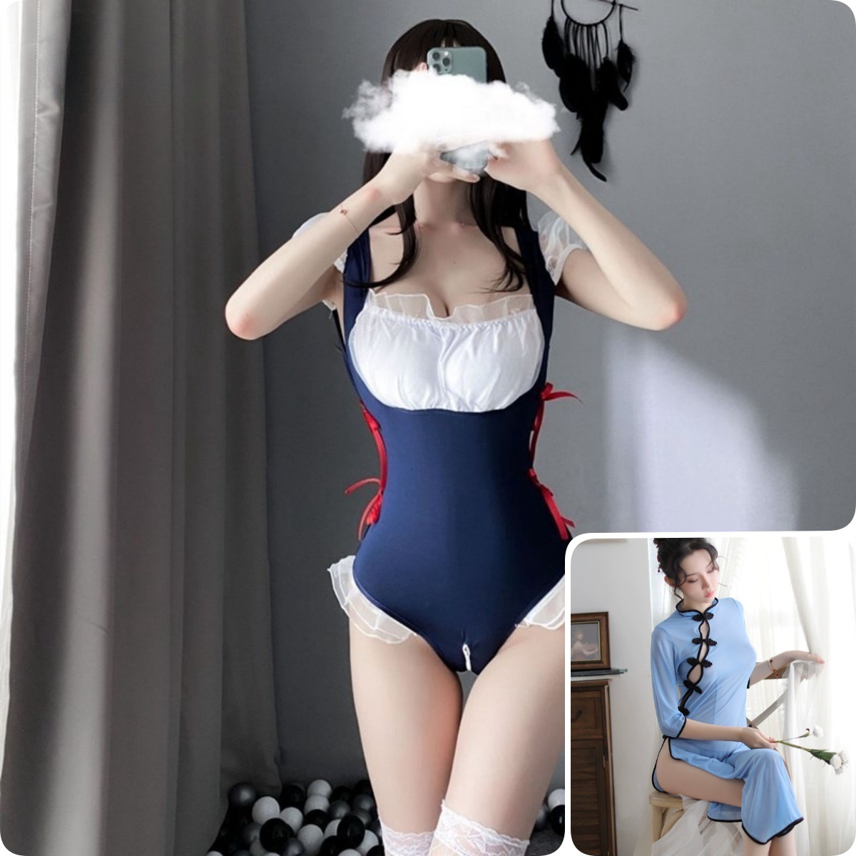 퓨어디망 메이드 점프수트(블루) +0143 중화민국 치파오