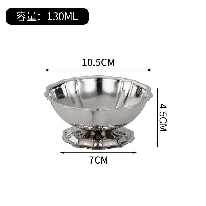 304 ステンレス鋼のアイスクリームボウル、金属製のデザートボウル、フルーツプレート、背の高いサラダボウル、シャンパングラス、スナック|undefined