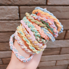 Basic Candy Color Simple Headband for Girls, High-Elasticity Hand-Woven Braided Headband Base for Girls, Hair Tie Rubber Band Circle