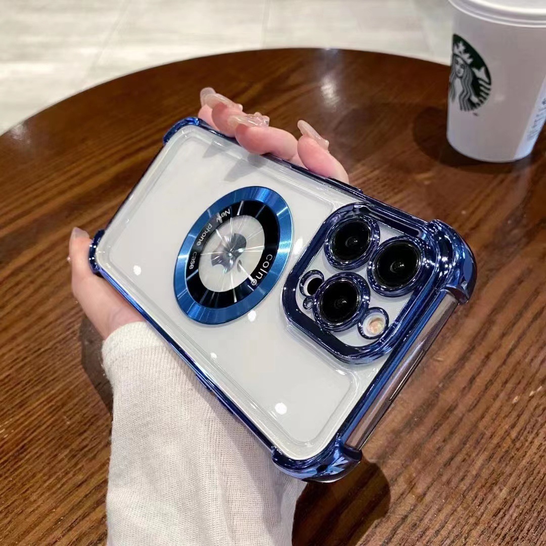 Gradiente de color de succión magnética Apple 15Promax de cuatro esquinas resistente a caídas de la manzana 13/12/11 caja del teléfono para IP14/13P