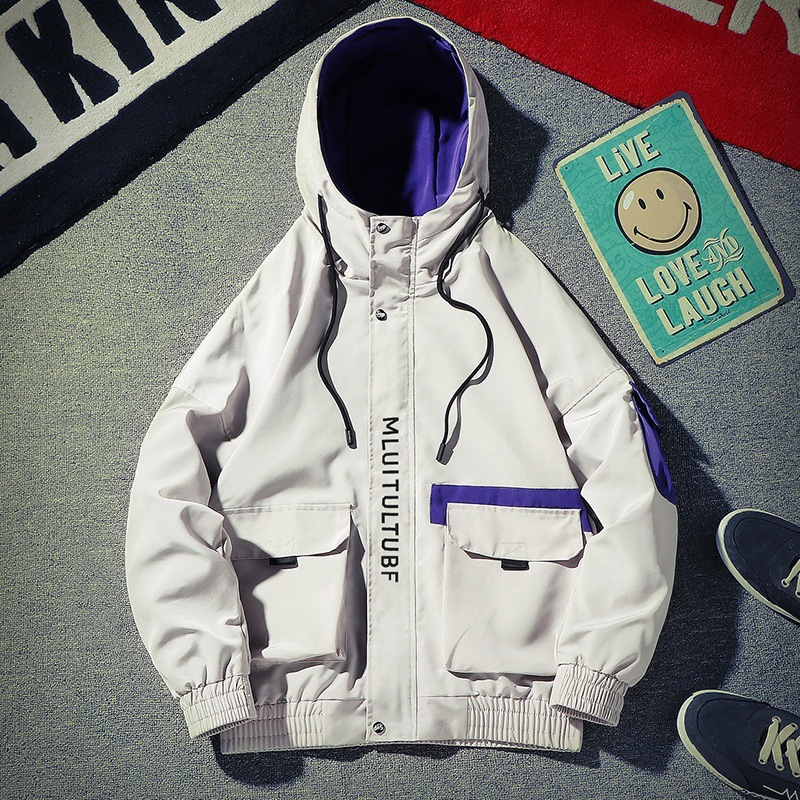 Men's Jacket 2022 Spring/Autumn Style Japanese Trendy Handsome Student Hooded Plus Size Loose Workwear Cross-border Men's Clothing