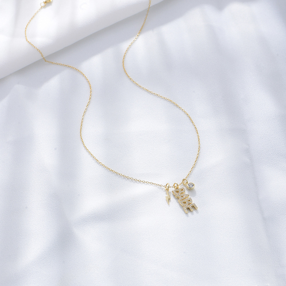 Nuevos accesorios transfronterizos s925 Diamante de plata BABE inglés carta collar femenino europeo y americano de moda colgante de joyería