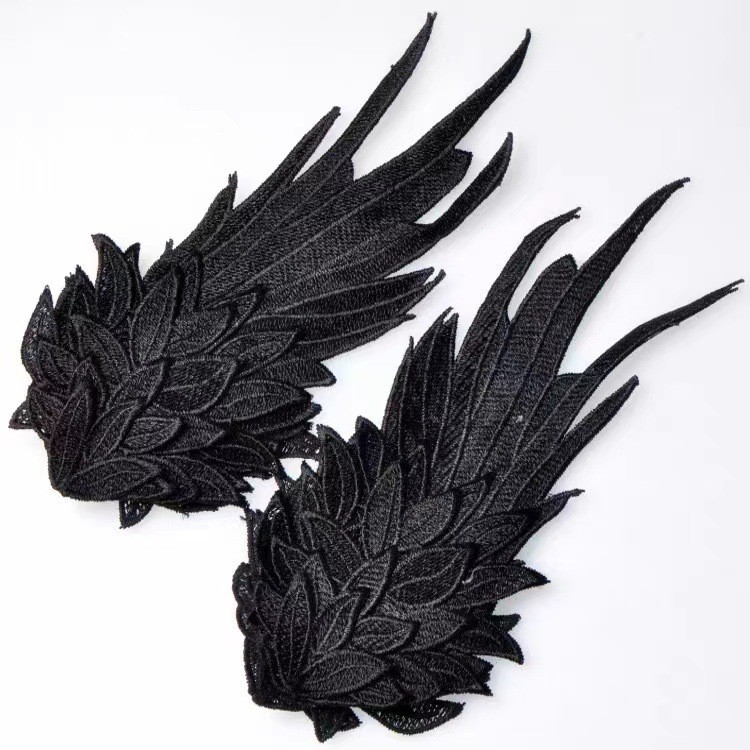 Angel Wings Lolita Embroidered Hairpin, White Fabric Cosplay Headwear for Halloween — detail image 8