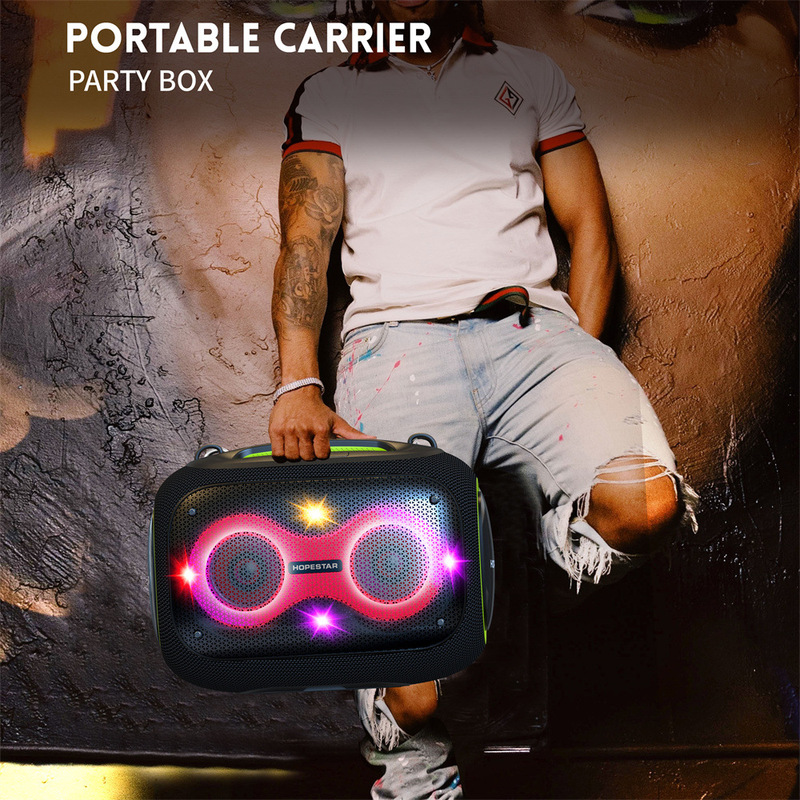 HOPESTAR Partybox High Power 120W Wireless Bluetooth Speaker Outdoor Performance Portable Waterproof