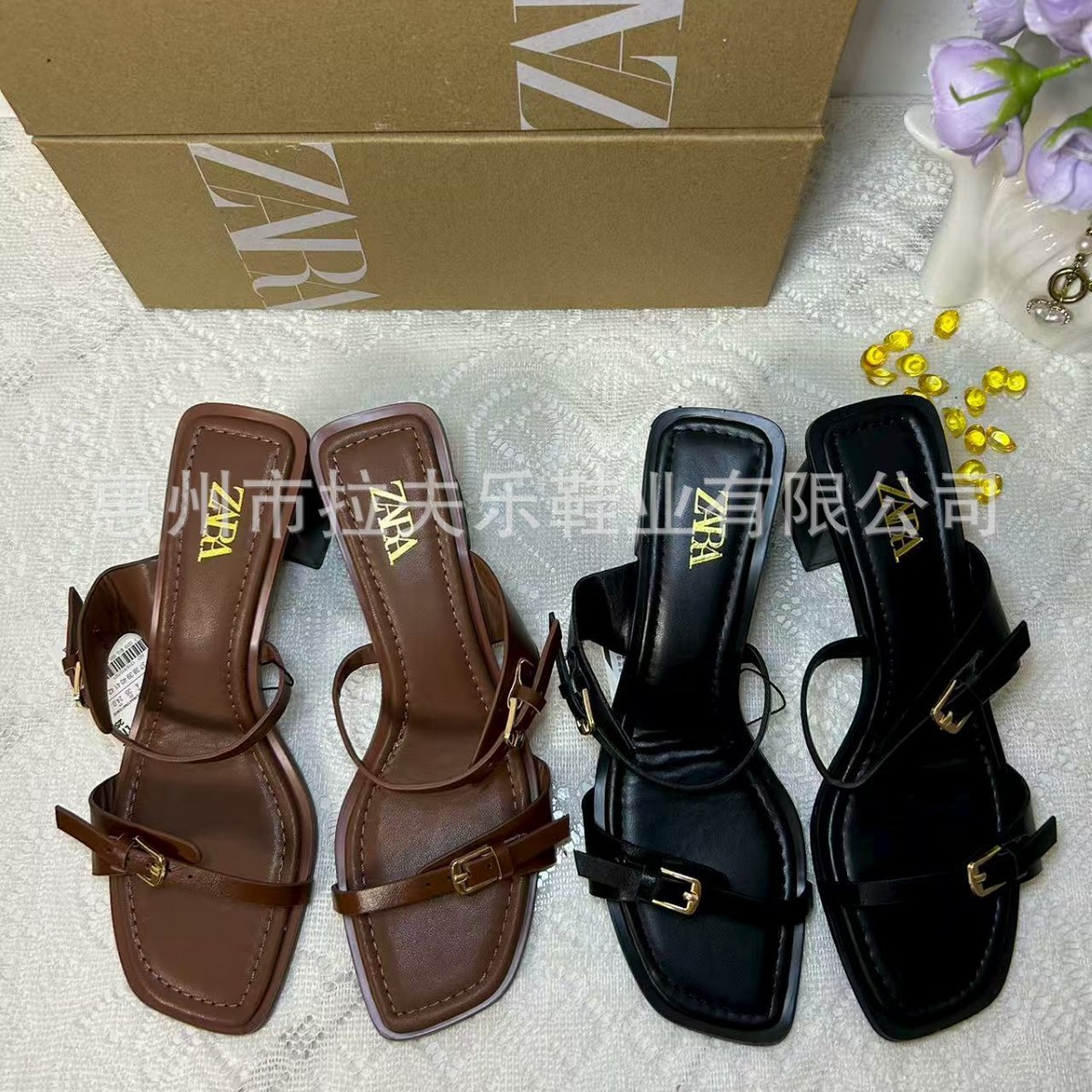 ZA2024 nuevo verano con sandalias de tacón alto para mujeres con cabeza cuadrada universal simple moda zapatillas de tacón grueso