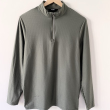 纯原出口韩单美式冰丝泡泡纱速干透气半拉链立领长袖T恤潮男卫衣