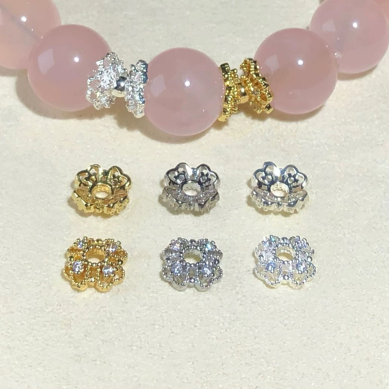 14K ゴールドフィルド カラー プロテクション クリスタル DIY ジルコン アクセサリー 四つ葉のクローバー フラワー トレイ セパレーター ブレスレット ネックレス ビーズ ハンドメイド アクセサリー|undefined