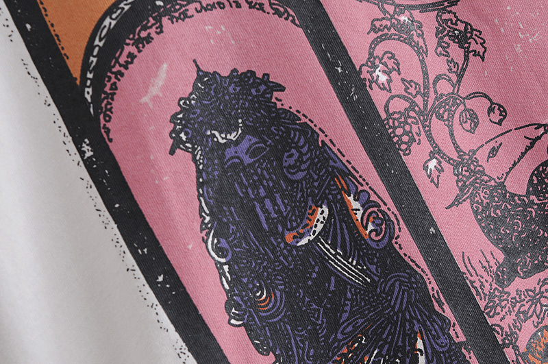 round neck short sleeve statue print T-shirt NSAM32411
