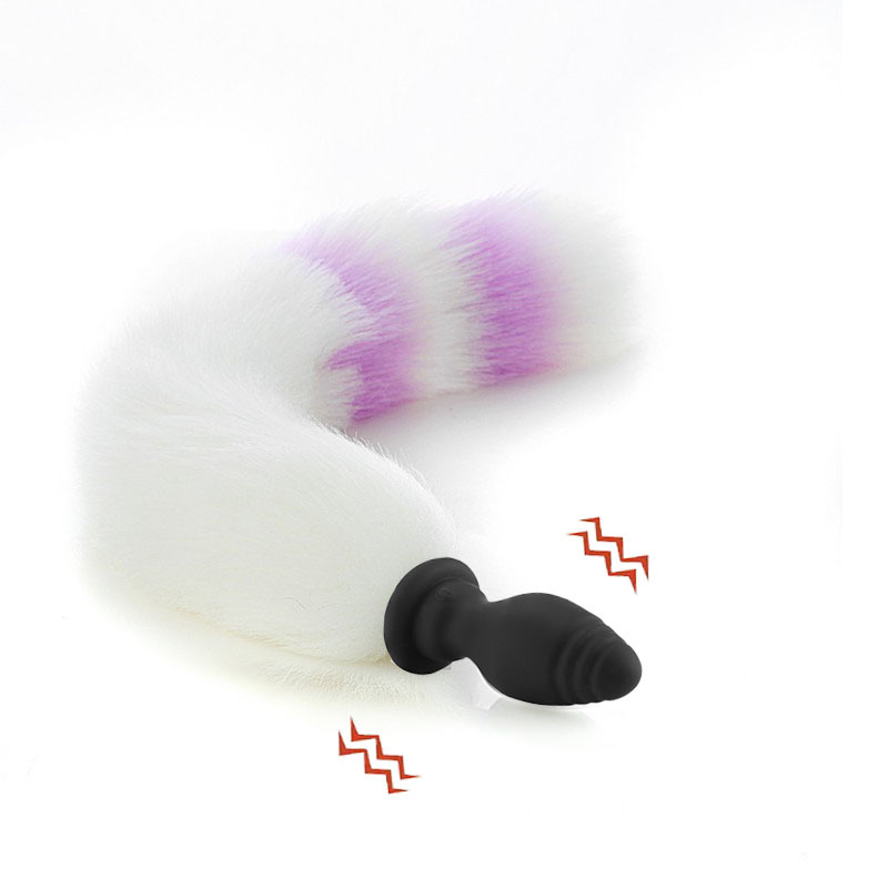 Sexy reemplazable Fox cola de silicona vibración anal plug back corte masturbación SM suministros para adultos entrega al por mayor