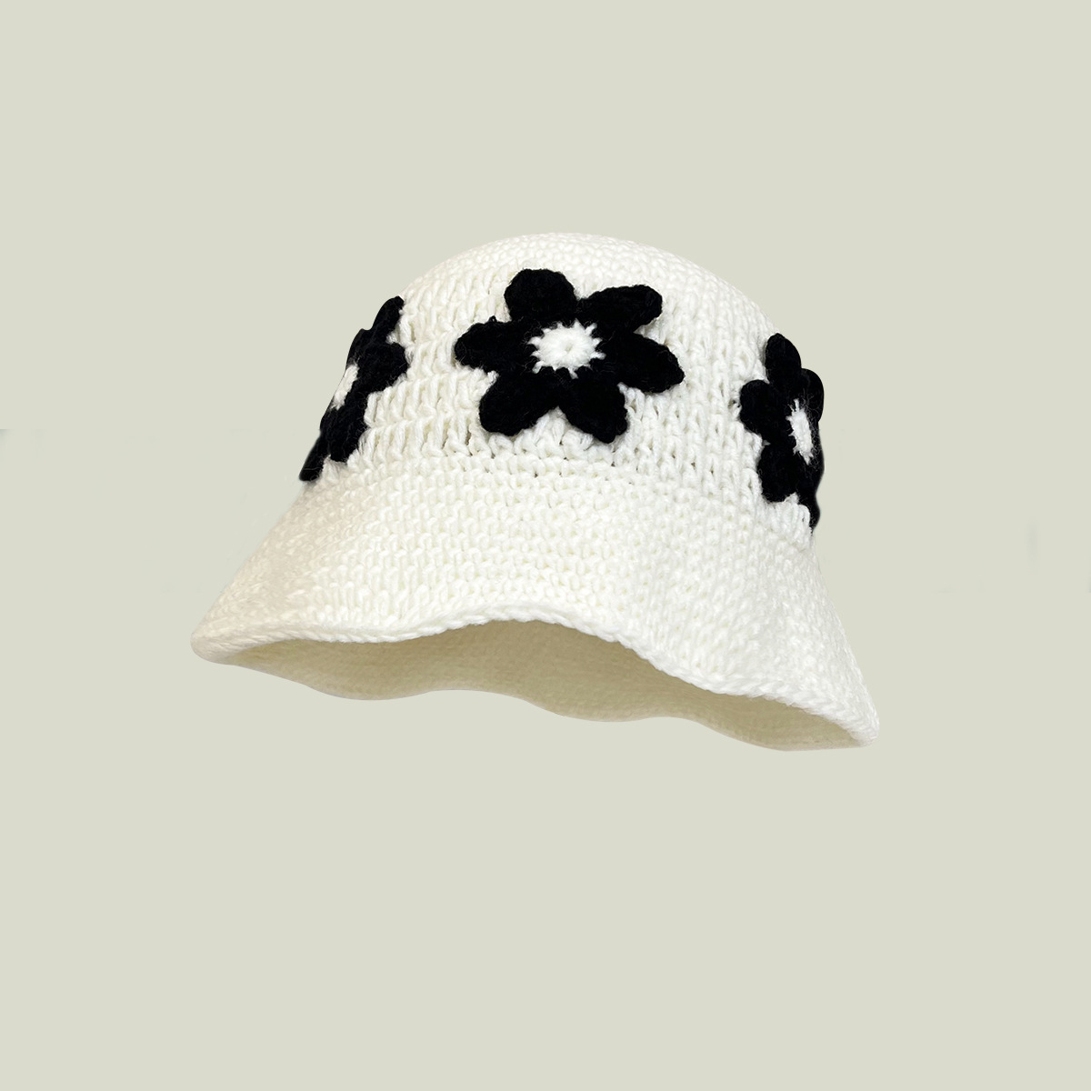 Estilo coreano ins estilo elegante Flor de punto sombrero de pescador primavera y otoño de las mujeres elegante cara de todo fósforo pequeño hecho a mano ganchillo flor cuenca sombrero