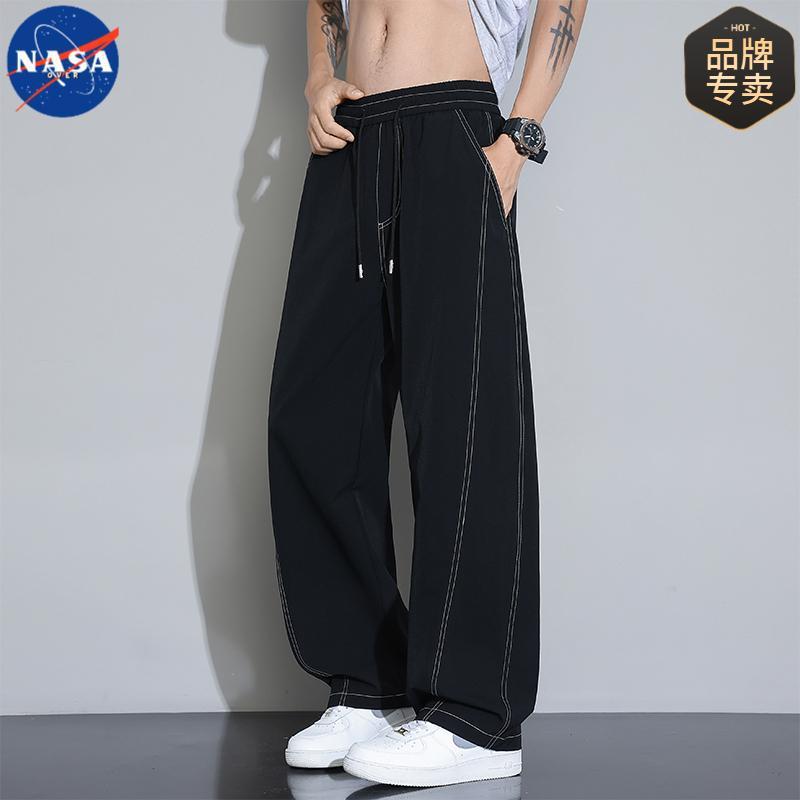 NASAブランド連名曲げ刀ズボン男2025夏の薄いタイプの速乾弾力と肥育の大きいサイズのファッションカジュアルズボン|undefined