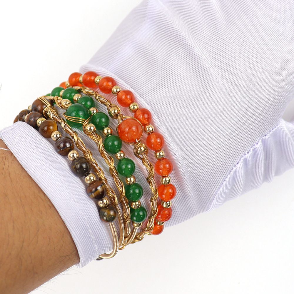 Fashion Geometric Copper Plating Natural Stone Bangle 1 Piece