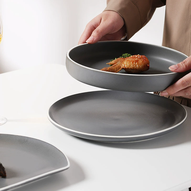 Japanese ceramic tableware set, creative soup bowls and plates, simple elegant design