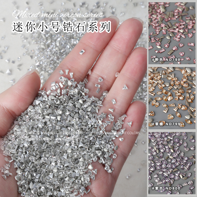 50 piezas de joyería de uñas Mini tamaño pequeño 5A circón diamante blanco diamante amor rectangular plana diamante accesorios de uñas