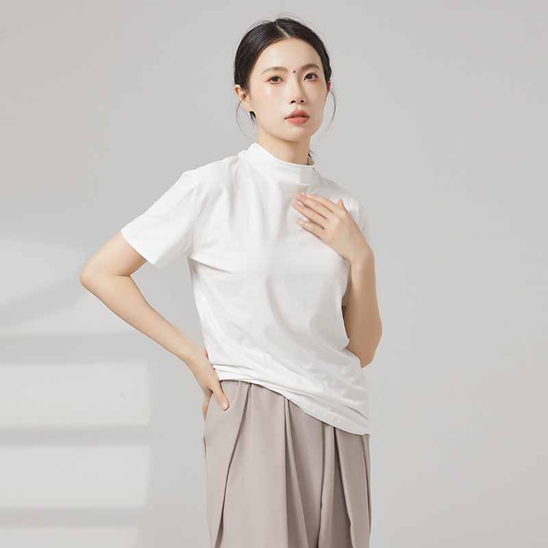 现代舞蹈练功服男士黑色小高领修身T恤基训芭蕾古典短袖男女同款
