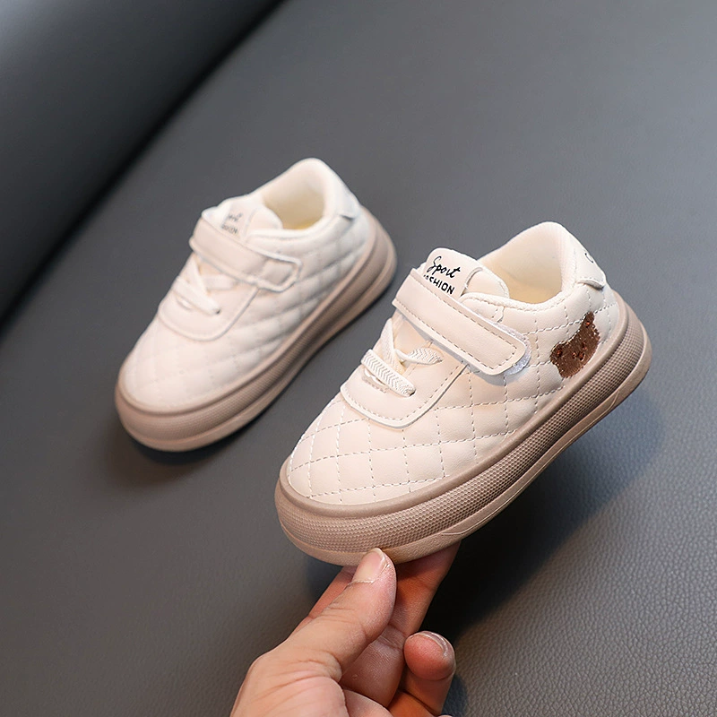 Children's sports shoes for boys, footwear, cartoon sneakers for leather shoes, 2023, with little bears