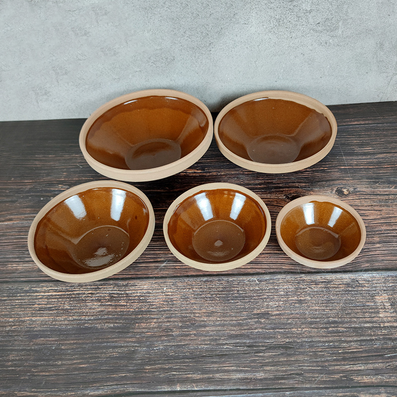 Old-fashioned earthen bowl stoneware bowl earthen bowl commercial steamed rice bowl steamed rice bowl pork steamed bowl hot pot earthen pottery tableware nostalgic