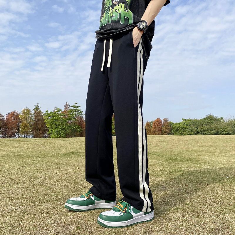 Pants Women's Loose Slimming Ins Wide Leg Pants Autumn and Winter High Waist Korean Style Striped Smoke Pants for Students Men and Women Harajuku Style Pants Women's Loose Slimming Ins Wide Leg Pants Autumn and Winter High Waist Korean Style Striped Smoke Pants for Students Men and Women Harajuku Style