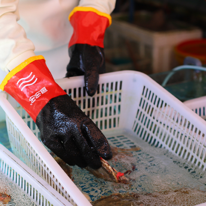 Dengsheng guantes acuáticos de inmersión completa para la matanza de peces de mariscos impermeables antideslizantes de partículas grandes engrosados guantes de protección laboral