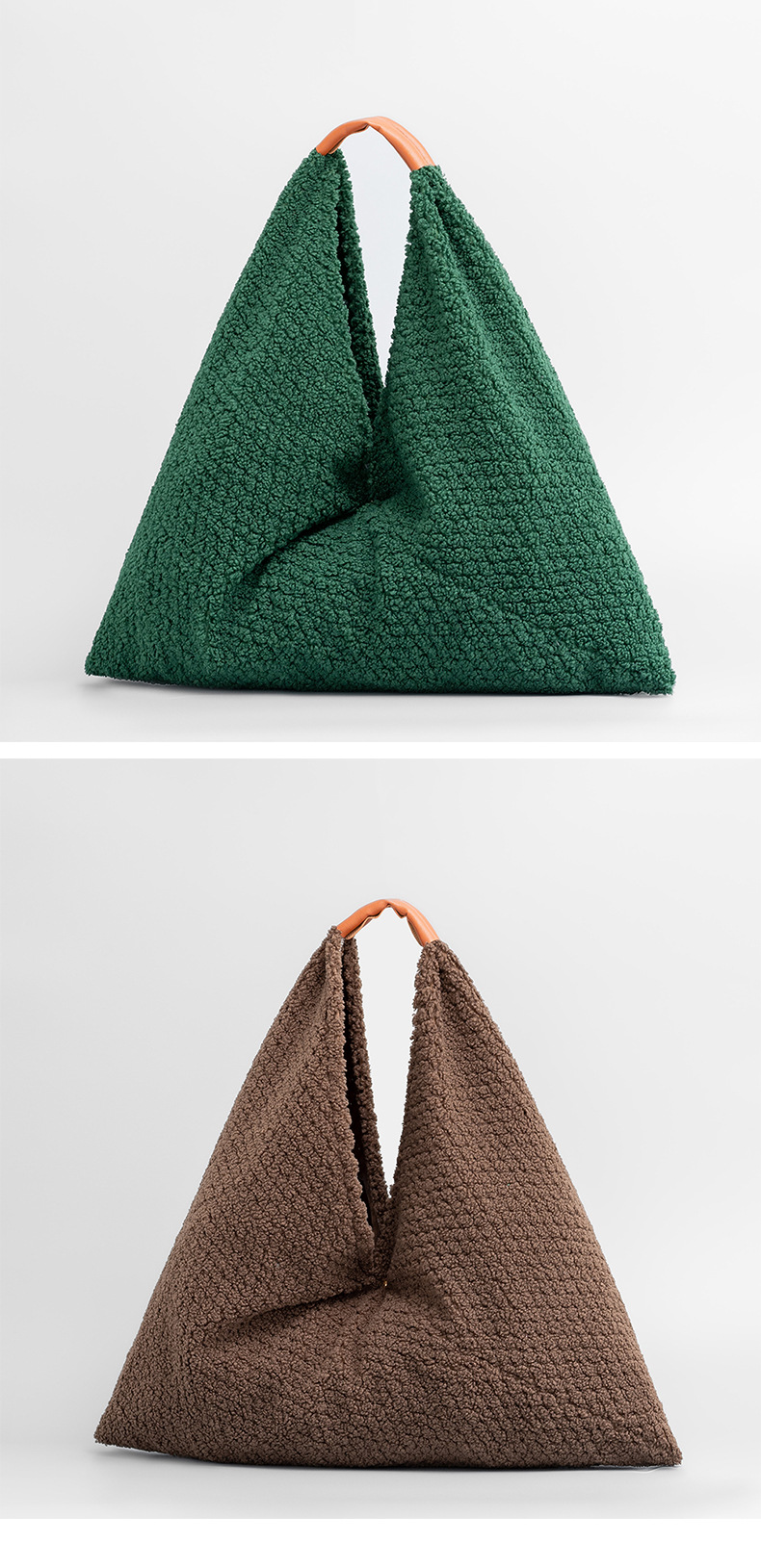Nouveau sac de boulette triangulaire en peluche ENSPT, sac sous les bras européen et américain, sac à bandoulière portable pour les déplacements quotidiens pour femmes_voghion.com