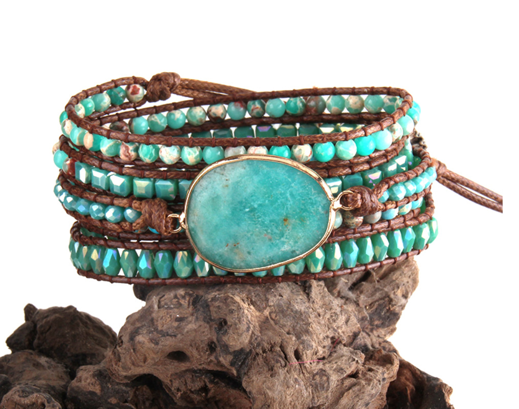 Wholesale Ethnic Style Round Natural Stone Beaded Artificial Gemstones Bracelets display picture 2