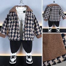 男童加绒外套秋冬季儿童加厚毛呢子大衣2025新款男孩冬装小童宝宝