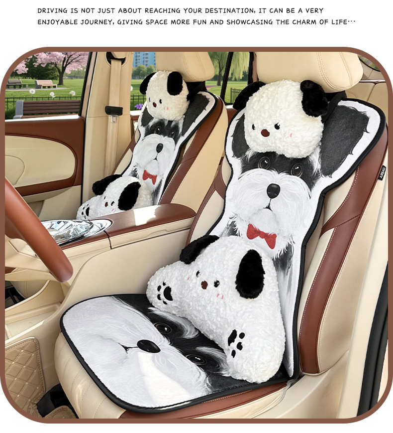 Winter plush car seat cushion, cartoon cute single-piece car seat pad, universal warm and thickened car seat cover