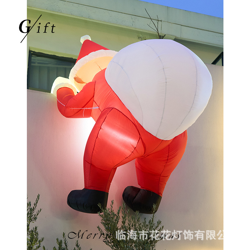 Decoración navideña dibujos animados Papá Noel escalada pared molde inflable atmósfera decoración navideña accesorios colgantes al aire libre