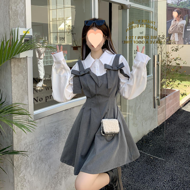 早秋季新款女装套装两件套小个子a字显高连衣裙桔梗法式气质收腰|undefined