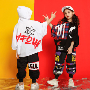 Children's Hip-Hop Suit Boys Hip-Hop Trendy Brand Children's Performance Clothing Short-Sleeved T-Shirt Loose and Handsome Cotton