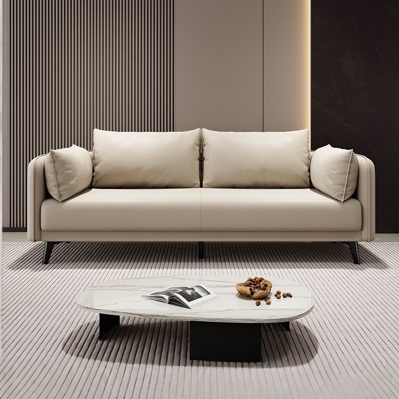Light Luxury Leather Sofa Living Room New Small Apartment Rental Double or Three Person Internet Celebrity Apartment Modern Simple Sofa