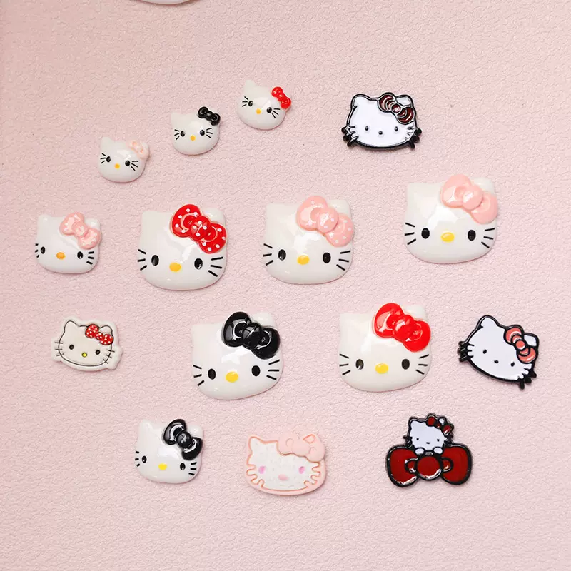 热销大脸猫咪系列卡通DIY树脂发夹发饰材料手机壳洞洞鞋贴片材料