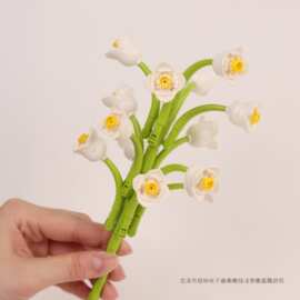 单支永生花朵积木玫瑰花向日葵积木花diy手工拼装摆件玩具送女友