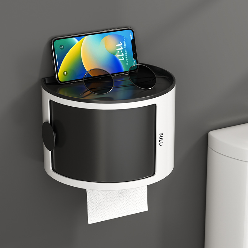 防水トイレティッシュボックストイレットトイレットボックス穴なしシェルフ壁掛け式浴室ティッシュボックスロール紙ボックス|undefined