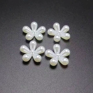 高亮花型五瓣花仿珍珠古风头饰发抓饰品 手工DIY配饰材料批发散珠