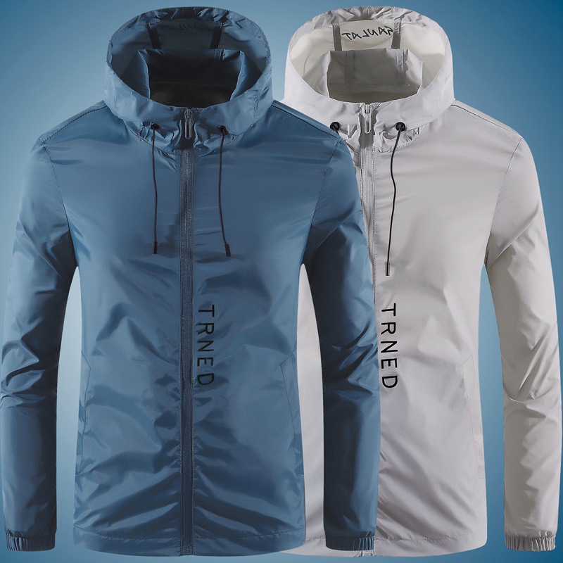 Outdoor hooded sun protection suit for men's summer thin style solid color casual trend Korean version handsome_viptrois.com