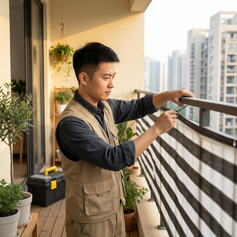 Cross-border Balcony Mesh Fence Privacy Sheltering Stairs Outdoor Villa Tiantai Isolation Dust-proof Sun-proof Windproof Guardrail PE