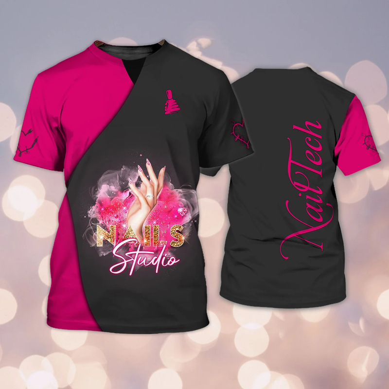 Cross-Border Summer Fashion Manicurist Women's T-Shirt 3D Digital Nail Polish Print Harajuku Short Sleeve Top Pullover Cross-Border Summer Fashion Manicurist Women's T-Shirt 3D Digital Nail Polish Print Harajuku Short Sleeve Top Pullover